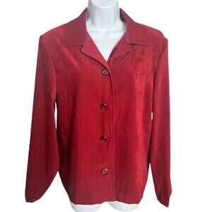 Briggs suede feel red button front blazer jacket lightweight Medium NWOT